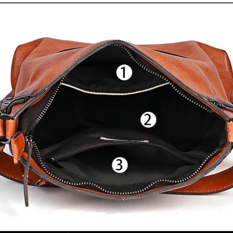 Johnature Vintage Embossed Women's Bag Genuine Leather Large Capacity Versatile Shoulder & Crossbody Bags