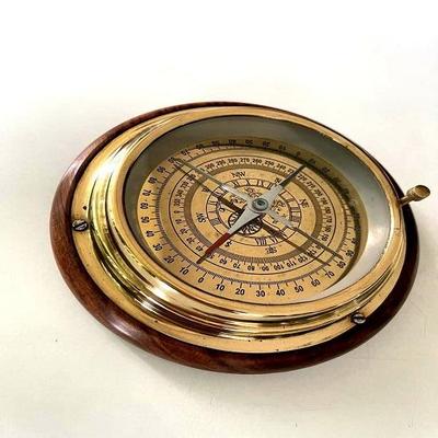 Desktop Wooden Compass Brass Nautical Maritime Beautiful Décor