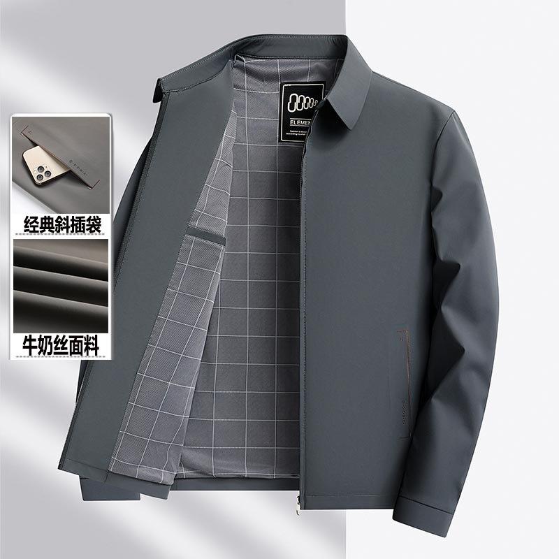 Spring and autumn new lapel jacket milk silk thin high-end business casual jacket men's top