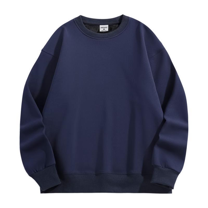 Men's Heavyweight Velvet Crewneck Sweatshirt - Thick Lambswool-Style, Loose Fit, Solid Color, Unisex, 500g.