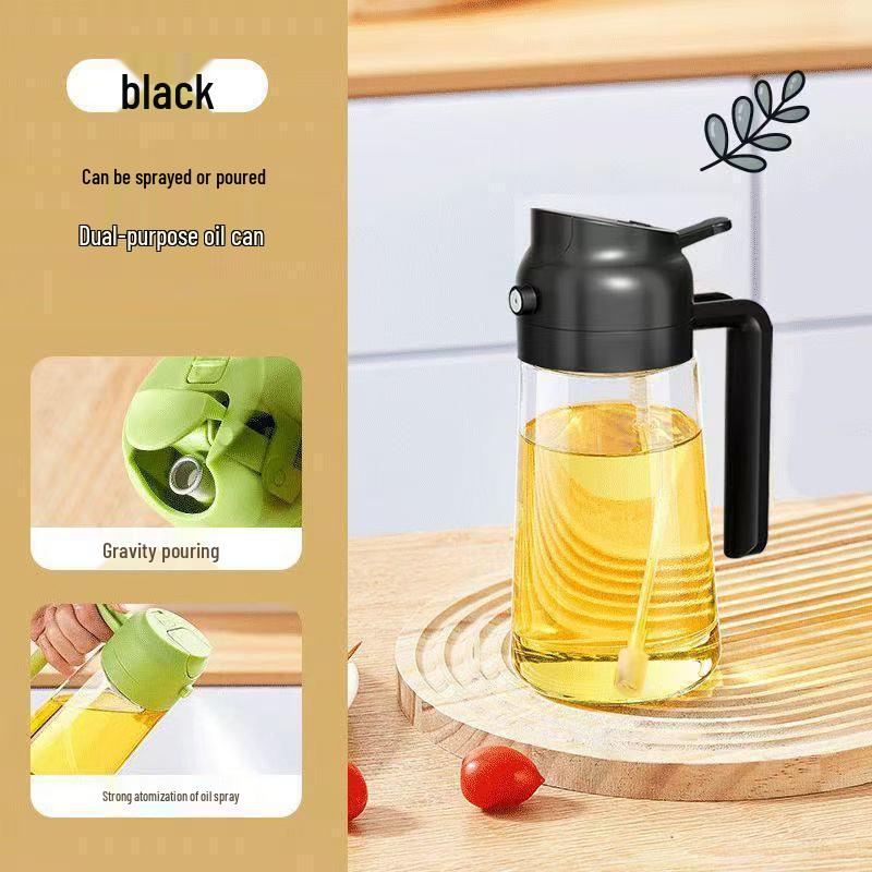 2-in-1 Glass Spray-Pour Kitchen Oil Control Bottle with Hanging Design