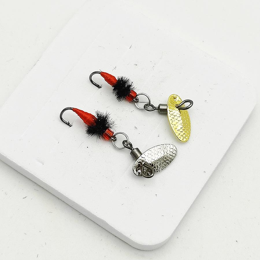 Double Hook Mosquito Lure Set: Rotating Watermelon Sequin Minnow and Whitebait Spinner.
