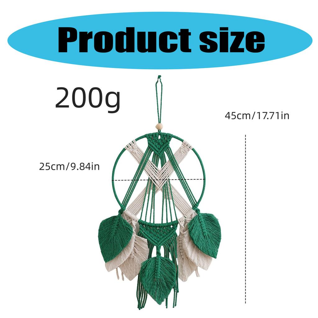 Handwoven Cotton Rope Contrast Color Dreamcatchers with Leaves Tassels Wall Hanging Macrames Tapestrys for Home Decors