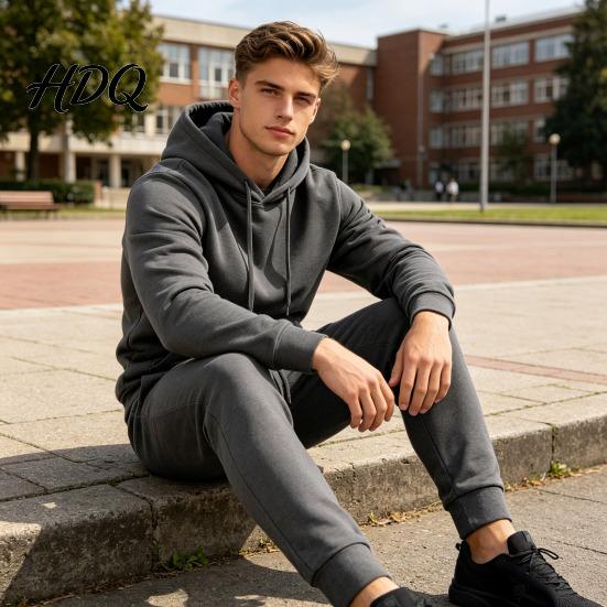 Pánský sportovní outfit Mikina Kalhoty Dvoudílná sada pro muže Sportovní mikina s kapucí Pohodlné sportovní oblečení & Tepláky se šňůrkou Podzim Zima Jednobarevné