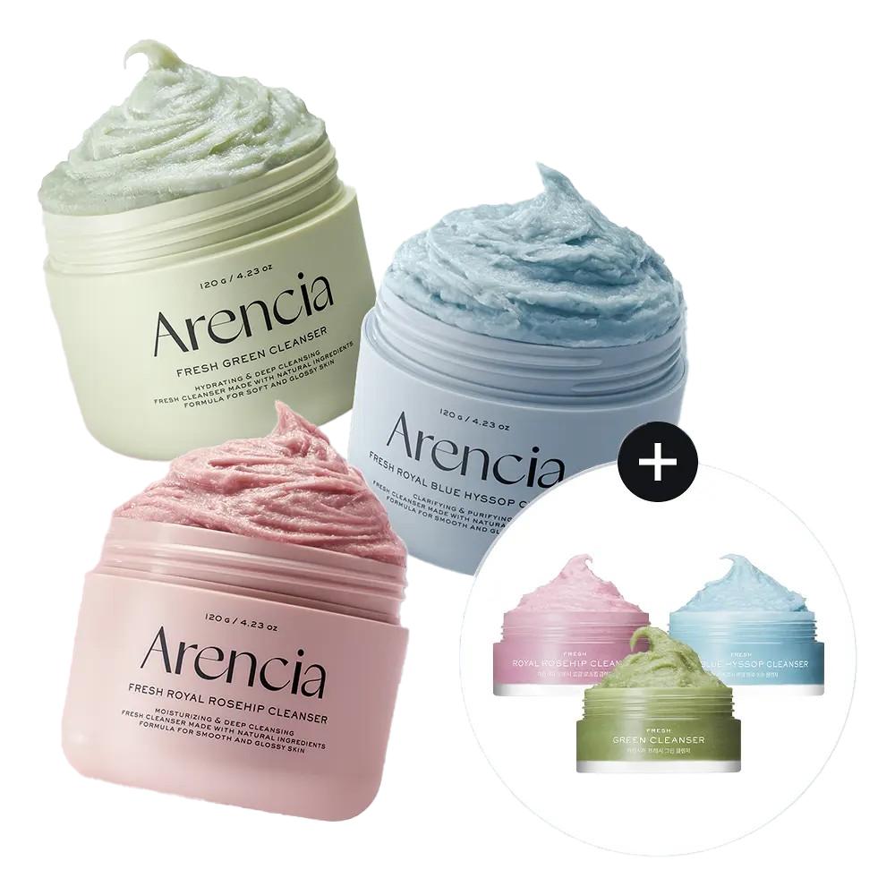 Arencia Rice Mochi Fresh Cleanser Set (Choose 1 : Green / Rosehip / Blue Hyssop + 15 g)