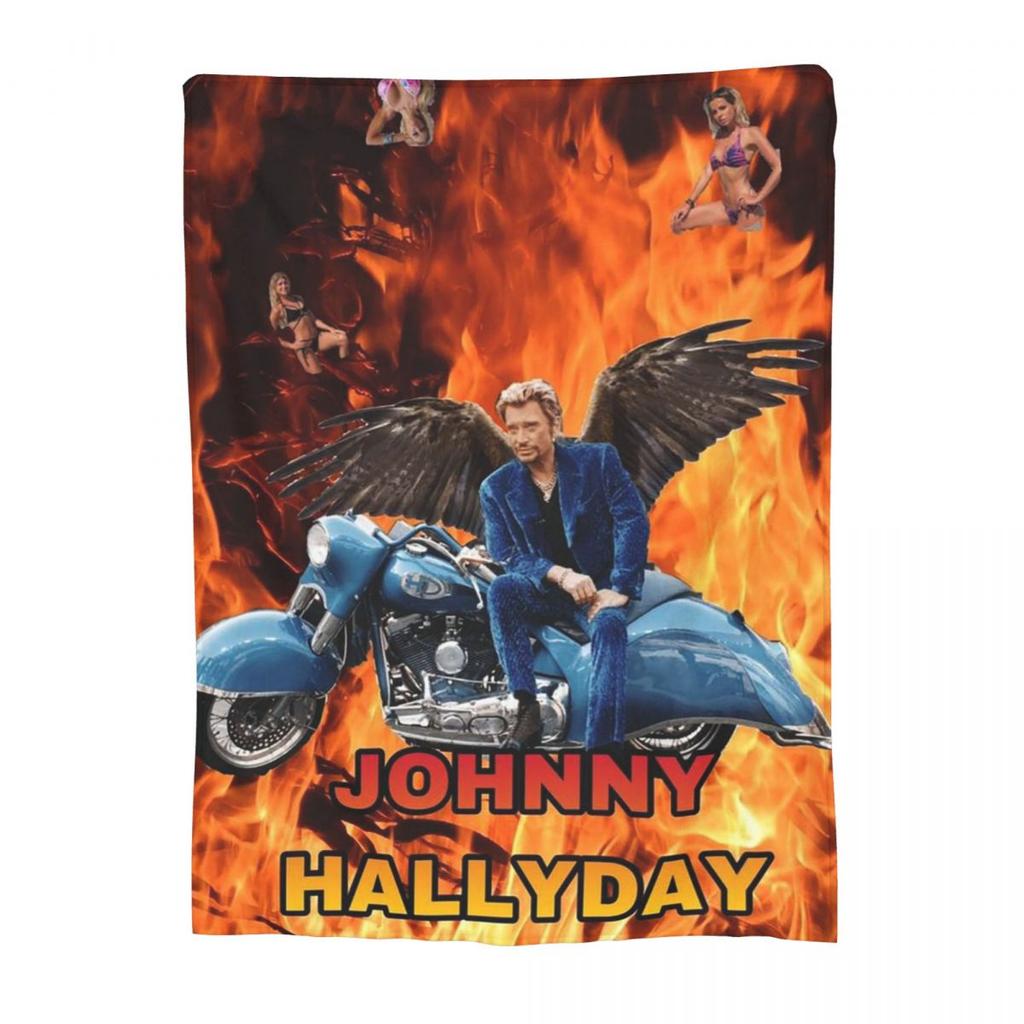 Rockstar Johnny Hallyday Rock'n Roll Decken Flanell Sofa Überwurfdecke Wurfdecken für Zuhause Schlafzimmer Überwürfe Bettdecke Steppdecke