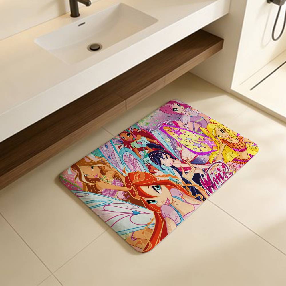 Girl-W-Winx Catoon Clubs Floor Mat Retro Multiple Choice Living Room Kitchen Rug Non-Slip Modern Home Decor