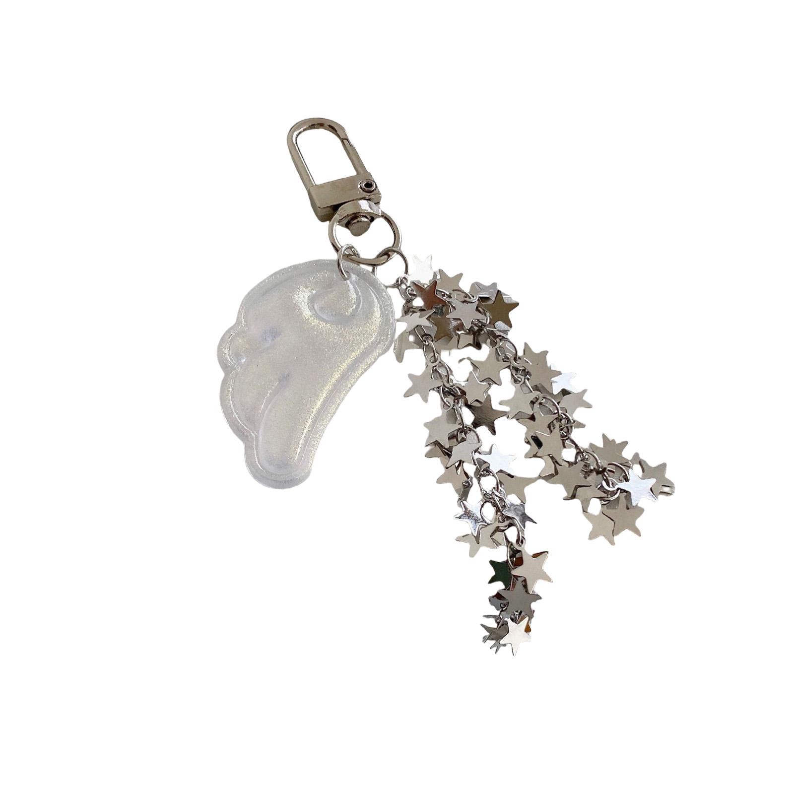 

Stylish Angel Wing Star Keychain For Bags Trendy Y2K Aesthetic Charm Accessories Durable Alloy Acrylic Design Bag Charm білий