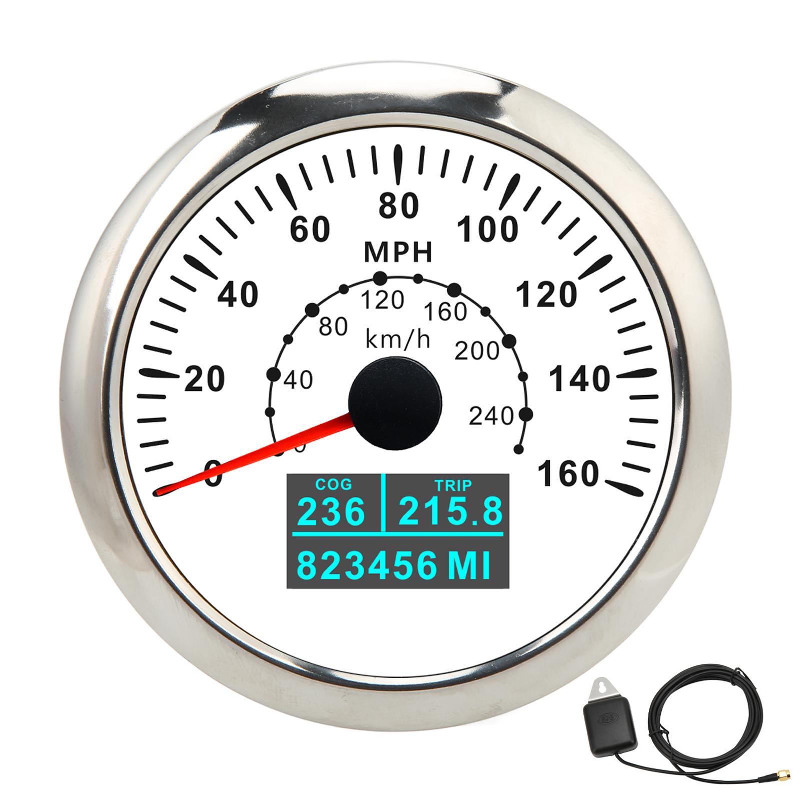 

85mmCelsius3.35in GPS Speedometer 0‑160MPH 0‑240KMCelsiusH LCD Screen IP67 Waterproof for Cars Boats RVs 9‑32V