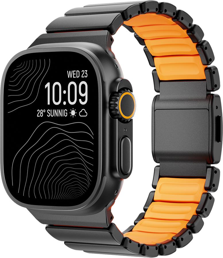 Titanium Fluoroelastomer Rubber Band for Apple Watch Ultra 3 2 49mm Series 11 10 46mm Strap for Iwatch 9 8 7 6 5 SE 3 44mm 45mm