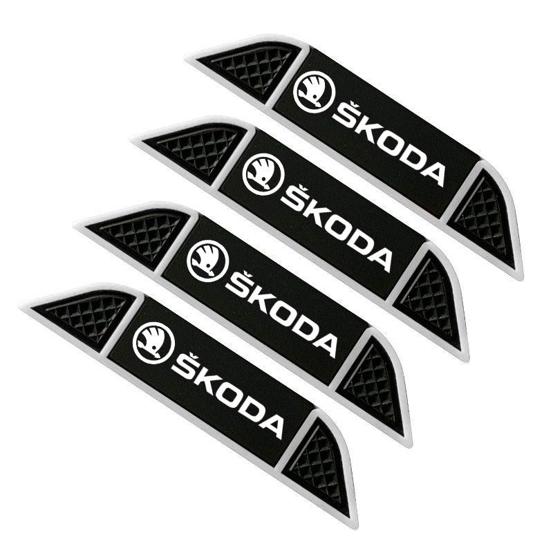 JKFB8 4Pcs Car Door Protector Guard Strip For Skoda Scratch Stickers For Skoda S Kodiaq Fabia Kamiq Karoq Octavia 3 A5 A7 Rapid Scala