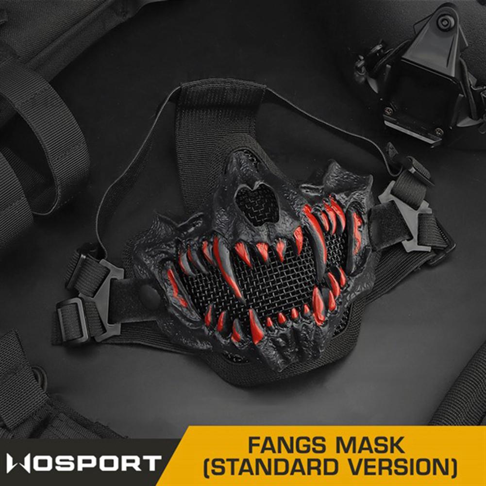 Maschera Facciale Mezza Faccia Zanne Festa Cosplay Airsoft Paintball Maschera Copertura Horror Halloween Costume Cosplay Maschera Accessori Festa