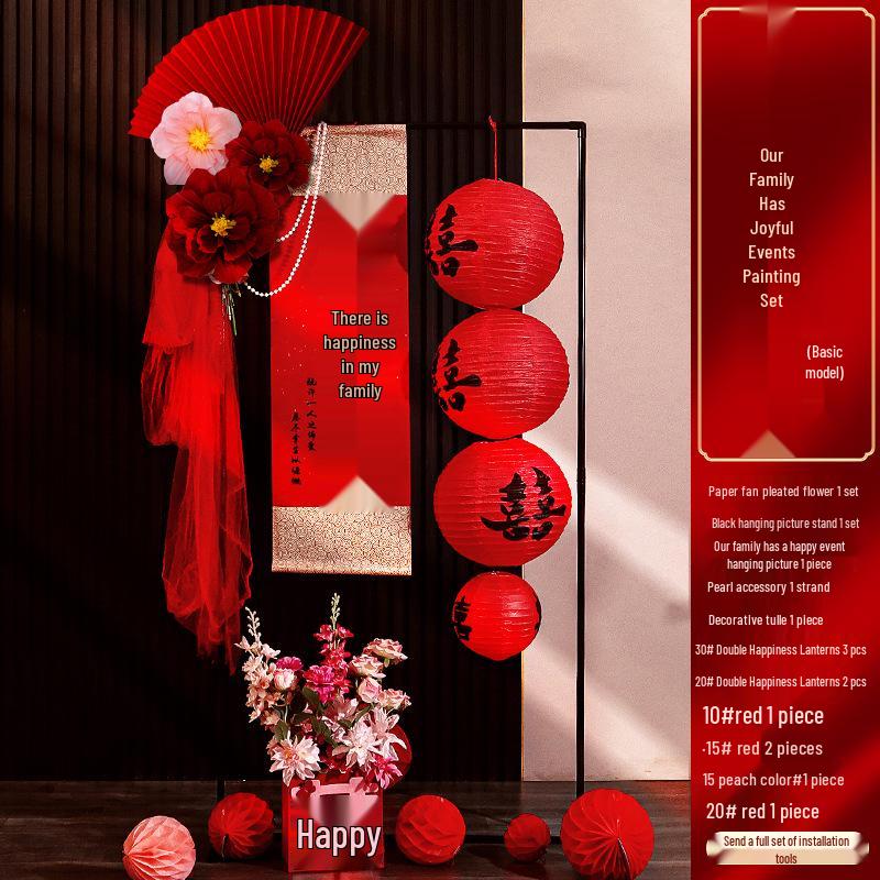 Balayı Süiti Düğün Dekorasyon Seti: Oturma Odası Fotoğraf Sergisi için Çift Mutluluk Parşömeni ve Süs