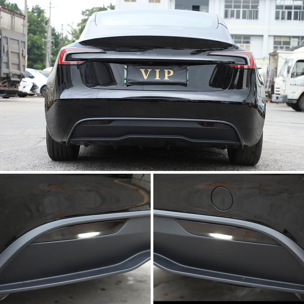 Smoked Black Rear Fog Tail Light Lamp Decor Cover Trim for Tesla Model 3 +