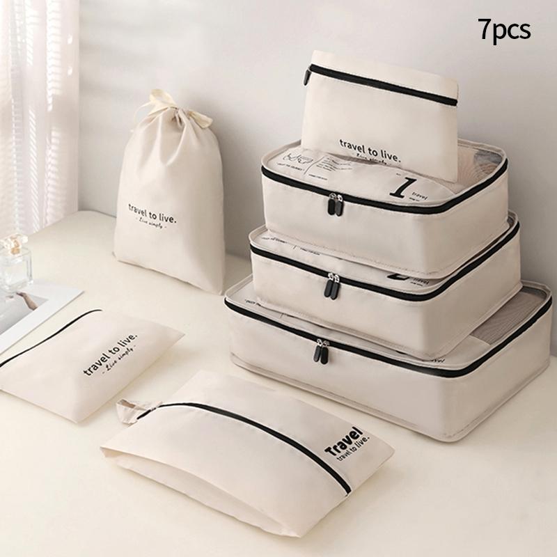 7Pcs/Set Travel Storage Bag Organizer Makeup Bags Sort Luggage Clothing Underwear Shoes Storage Bags Mesh Breathable Organizers