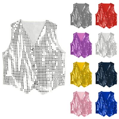 Boy's V-Neck Sleeveless Elegant Fashion Vintage Sequined Suit Vest