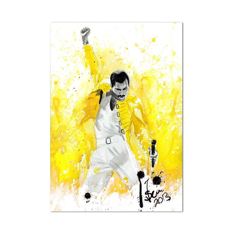 Freddie Mercury Silhouette Disegno a Linee Stampe d'Arte Bianco e Nero Poster Minimalista Immagini da Parete Musicali Pittura su Tela Decorazione