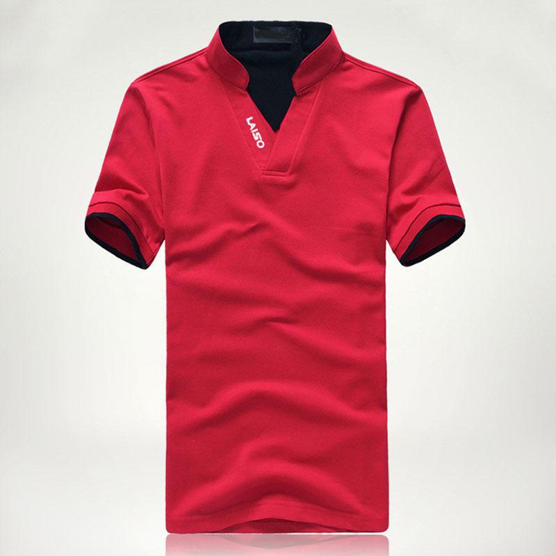 Fashion V Mens Neck Short Sleeve T Shirts Polo Shirt Mens Clothing Tops
