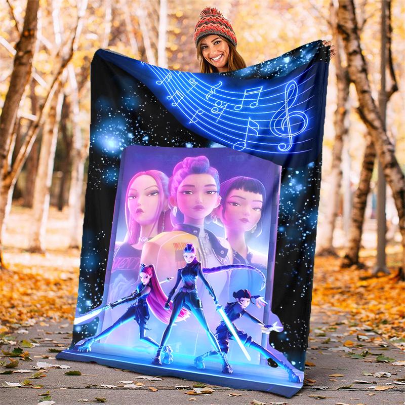 KPOP Hunter Flannel Blanket Soft Warm All-Season Throw, Design for Camping, Car Travel, Hiking Sofa, Bed, Office Perfect Gift for Parties