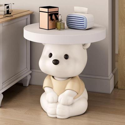 Mesa auxiliar de oso estilo crema: Adorno de Suelo Lindo y Almacenamiento de Mesita de Noche para Decoración de Sala de Estar o Dormitorio. ¡Regalo perfecto!