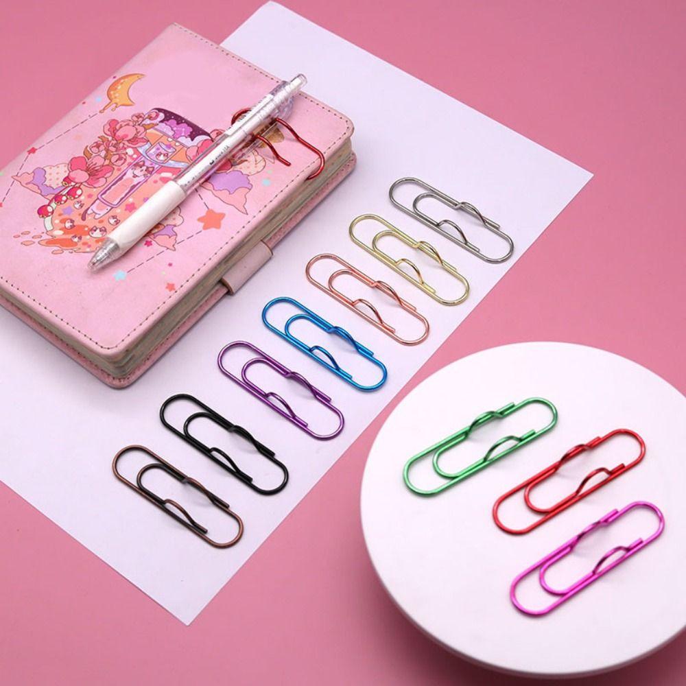 10pcs Colorful Pen Holder Document Clips Bookmarks Stationery Paper Clips  Journal