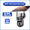 6K 10X Zoom WiFi Solar-Außenkamera Drei Objektive 12MP HD Nachtsicht PTZ Überwachung PIR Auto Tracking Drahtlose Netzwerkkamera