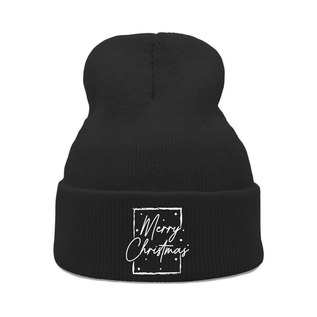 Merry Christmas Print Unisex Winter Hats Knitted Cap Beanie Caps For Man Sporting Cozy Beanie Ideal Choice For Daily Wear