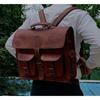 Men's Women's Leather Laptop Briefcase Shoulder Messenger Crossbody Backpack Bag