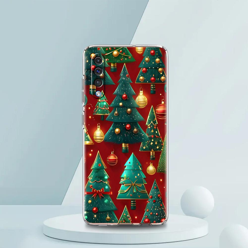 Transparent Phone Case for Samsung Galaxy A16 A14 A12 A22 A24 A42 A06 A30 A40 Soft TPU Cover Christmas Christmas Tree Pattern