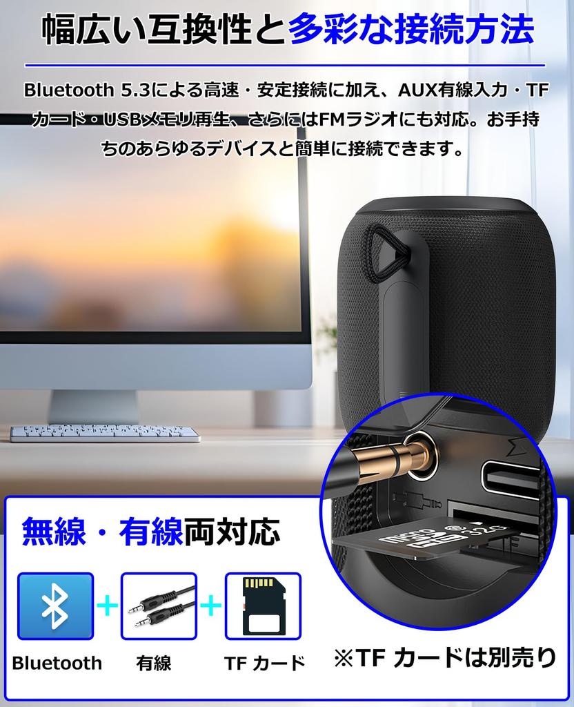 Bluetooth Wireless Speaker New Portable Speaker Bluetooth TF Enhanced Waterproof RGB Usable in the Easy to Home Use [2026 Model] 5.3 Compatible,