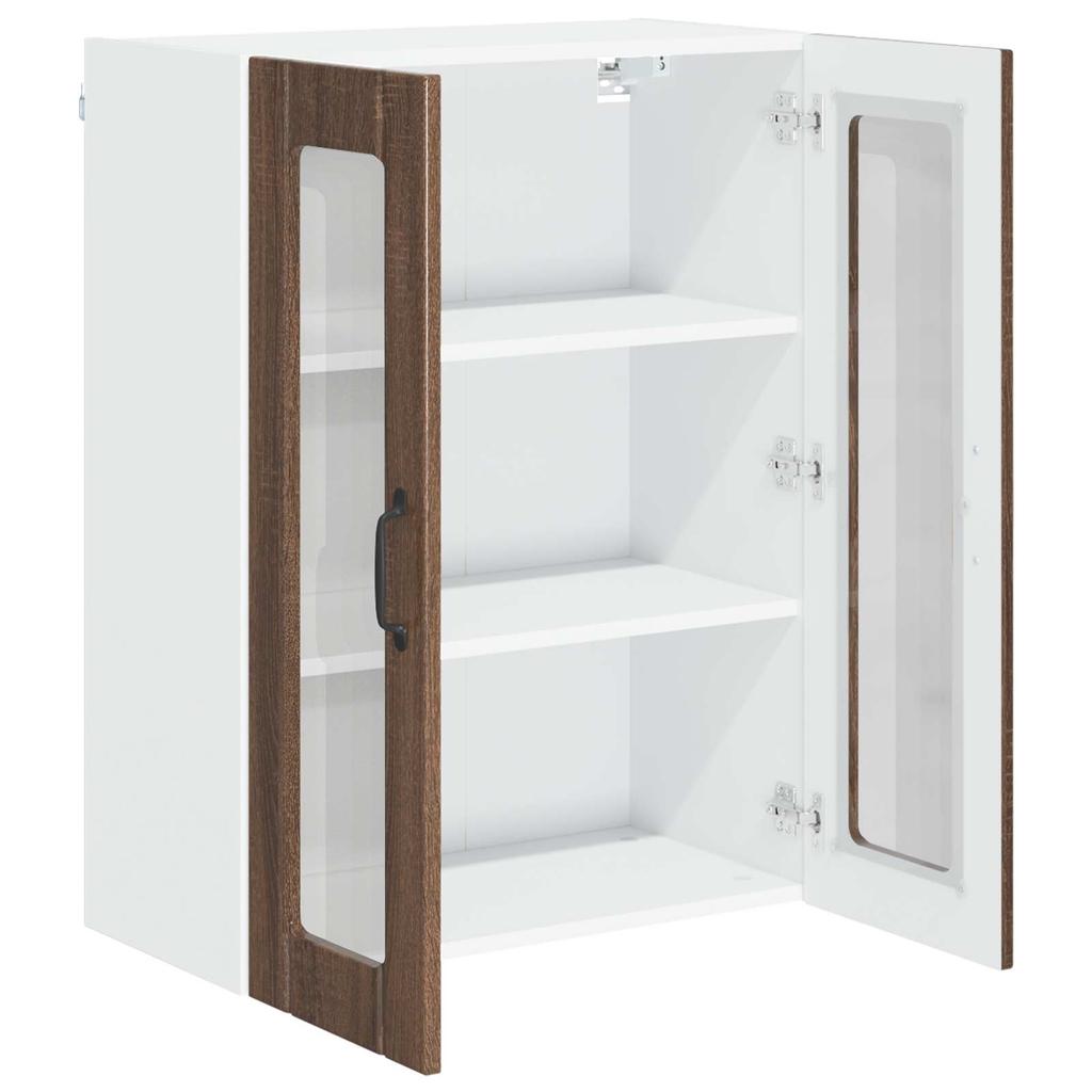 Wall Mounted Glass Cabinet LUCCA Brown Oak 60 x 31 x 80 cm Particleboard