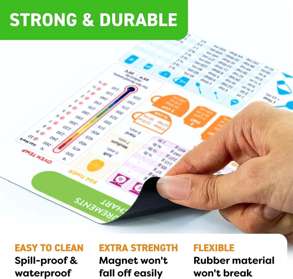 Magnetic refrigerator sticker food cooking measurement conversion table English metric standard conversion chart Soft magnetic