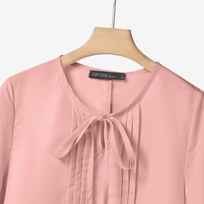 ZANZEA ქალის 3/4 ყდის ბლუზა და შარვალი შემთხვევითი ორი ცალი კოსტუმის კომპლექტი