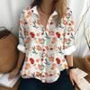 Summer Women's Shirt Long Sleeved Lapel Top Flower Pattern Casual Oversized Button Clothing Women Elegant and Fashionable Shirt