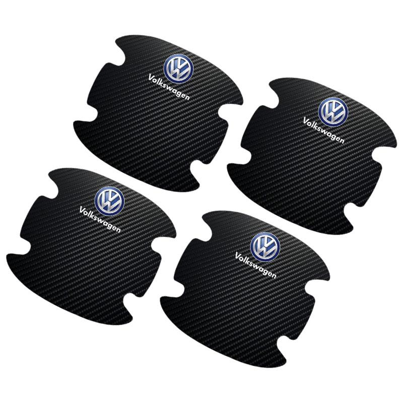 4 STÜCKE Auto Türgriff Schutzaufkleber Emblem Autodekoration Styling Für Volkswagen Golf-7 4 5 6 CC T-ROC Sharan Passat B5 6 7 Polos Tiguan schwarz