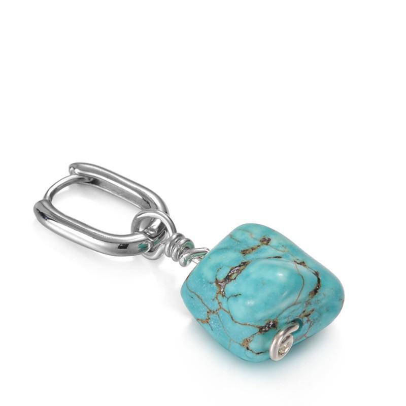 Original tibetischer handgefertigter blauer unregelmäßiger Ohrschmuck, Unisex ethnischer Stil Modeaccessoire.