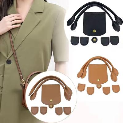 Poignée en Cuir Massif avec Trous Sac au Crochet Accessoires Patchwork Pièces à Main Ensemble Pour Sac en Tricot Créatif Fait Main DIY