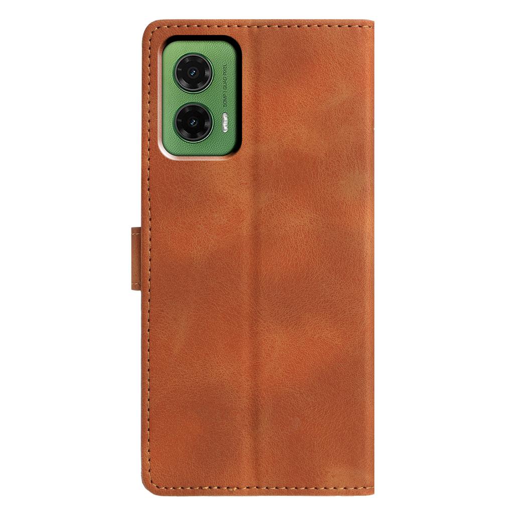 For Motorola Moto G35 5G Case Wallet Stand Imprinted Triangle Pattern Leather Phone Flip Cover