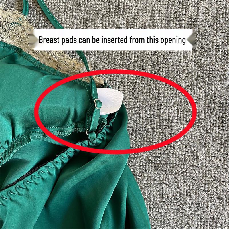 Luxury Silk Two-Piece Lingerie Set: Camisole Nightgown & Robe with Breast Pads