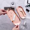 Modern Metal Rose Gold Plate Stainless Steel Silver Oval Storage Jewelry Display Storage Tray Decorative Supplies Tray