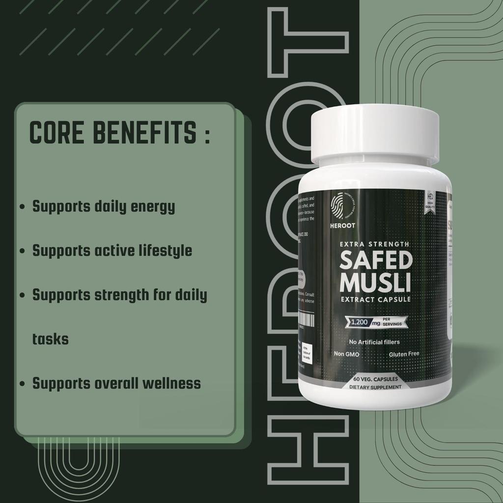 Safed Musli Root Capsules | Herbal Supplement 60 Capsules