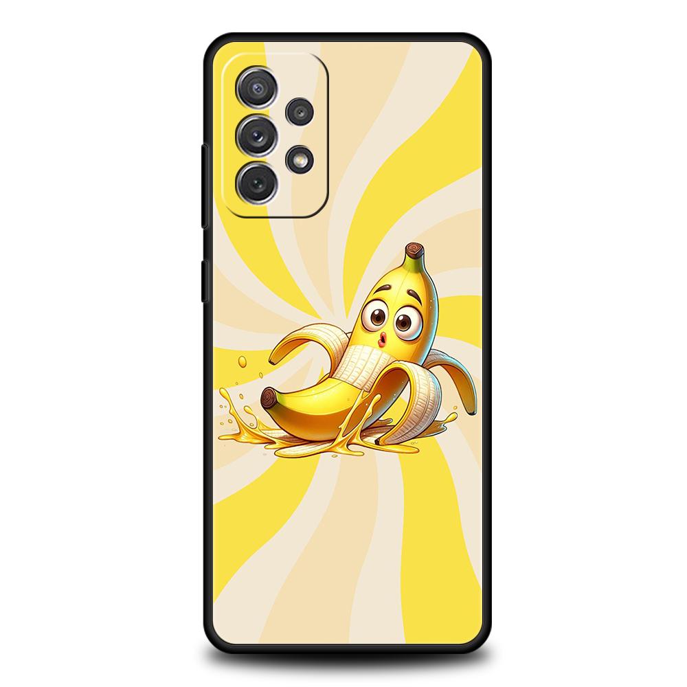 Phone Case for Samsung Galaxy A55 A53 A52 A52S A51 A41 A35 A32 A25 A23 A15 A13 A71 A72 5G Soft TPU Shell Funny Bite Apple Banana