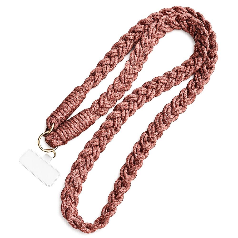 Gold Wire Knitted Braided Phone Strap Macrame Woven Crossbody Phone Strap for Phones коричневый