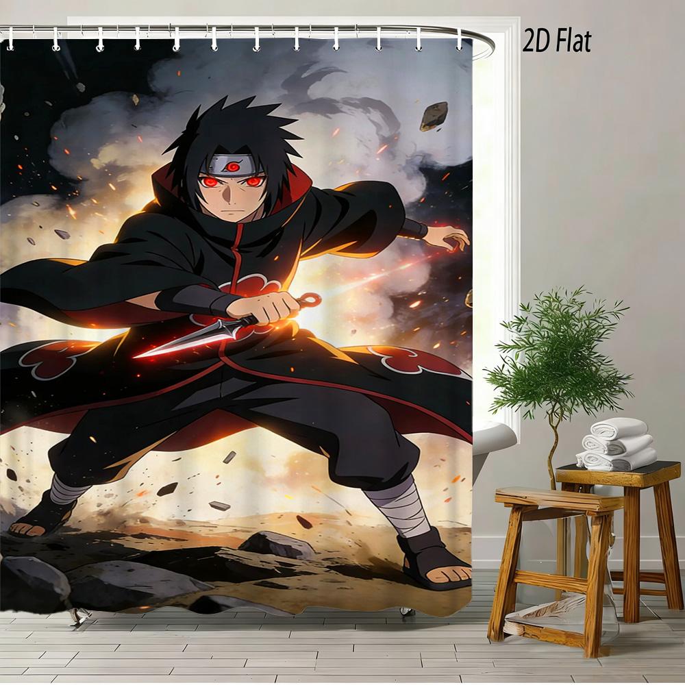 

2D Flat Naruto Anime Naruto Uzumaki With Nine-Tails Kurama Print Waterproof Shower Curtain For Bathroom Decor W60H190(CM)-1 Pcs