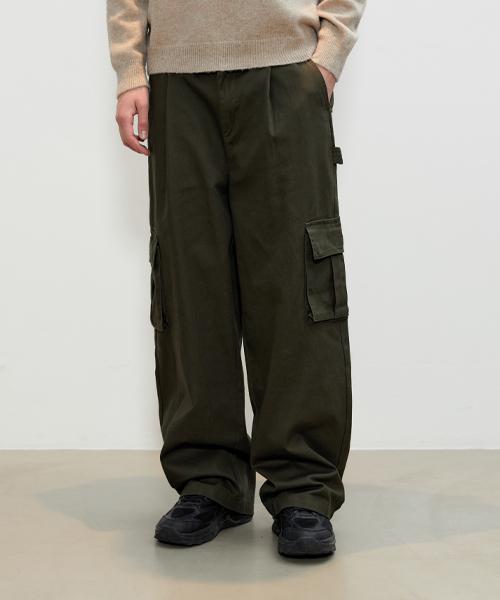 VTWO [Set] Carpenter Cargo Cotton Wide Pants + Daily Wide Elastic Cotton Pants_6 Colors (B Type)
