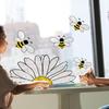 Sunflower Bee Window Clings Floral Window Stickers for Living Room Home