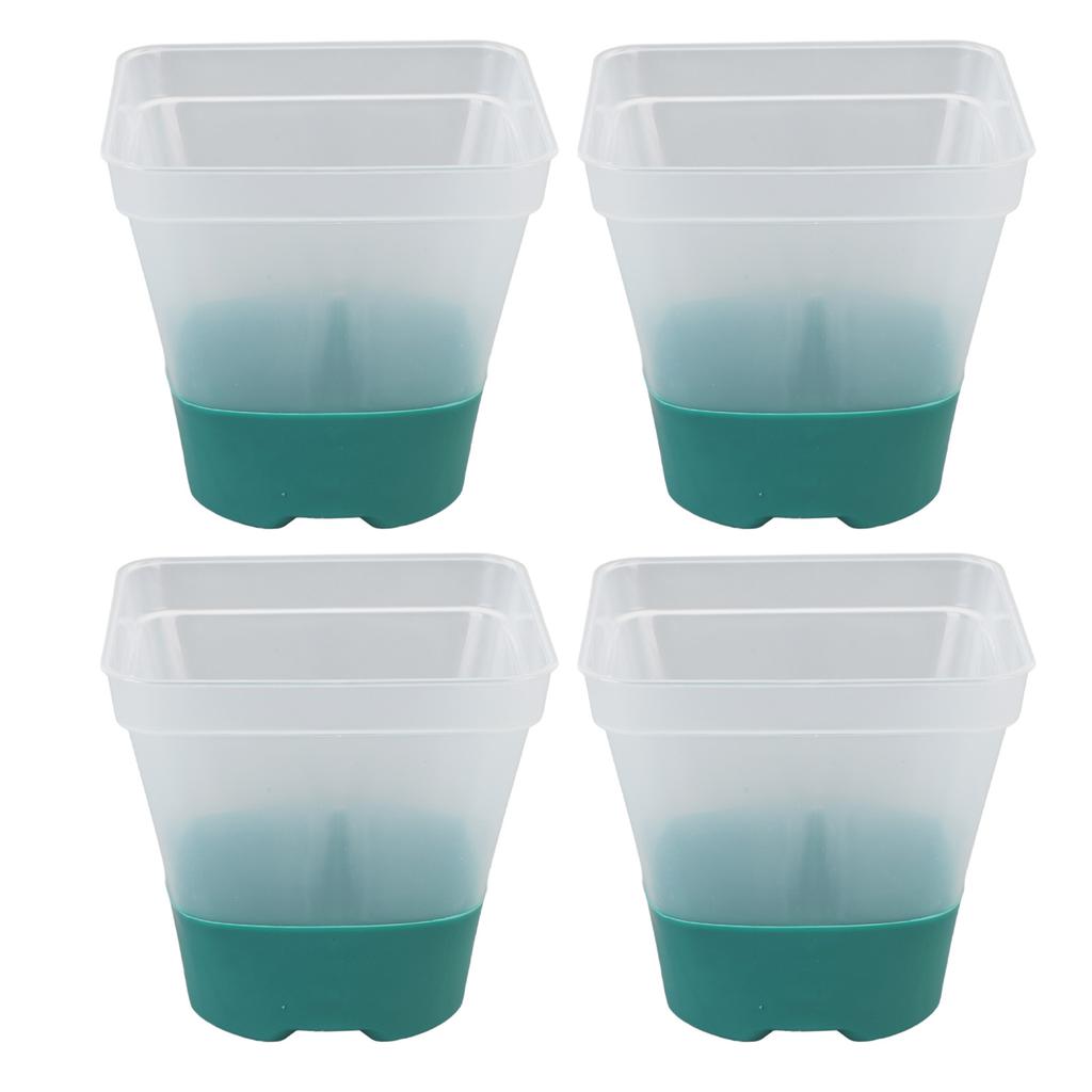12pcs Reusable Plastic Nursery Pot with 12 Labels Drainage Holes Soft Silicone Base Flower Nursery Pot for Garden Green