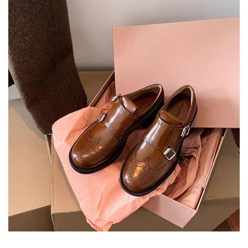 Anti-slip Leather Shoes, Exquisite Single Shoes, Thick-heeled Shoes