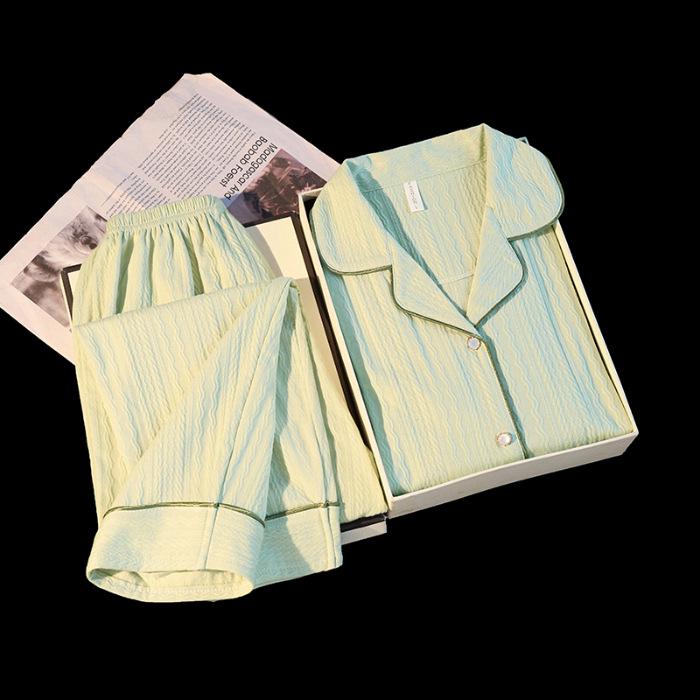 

Мультяшный жаккардовый пижамный комплект - Кардиган с длинным рукавом и брюки Large зелёный