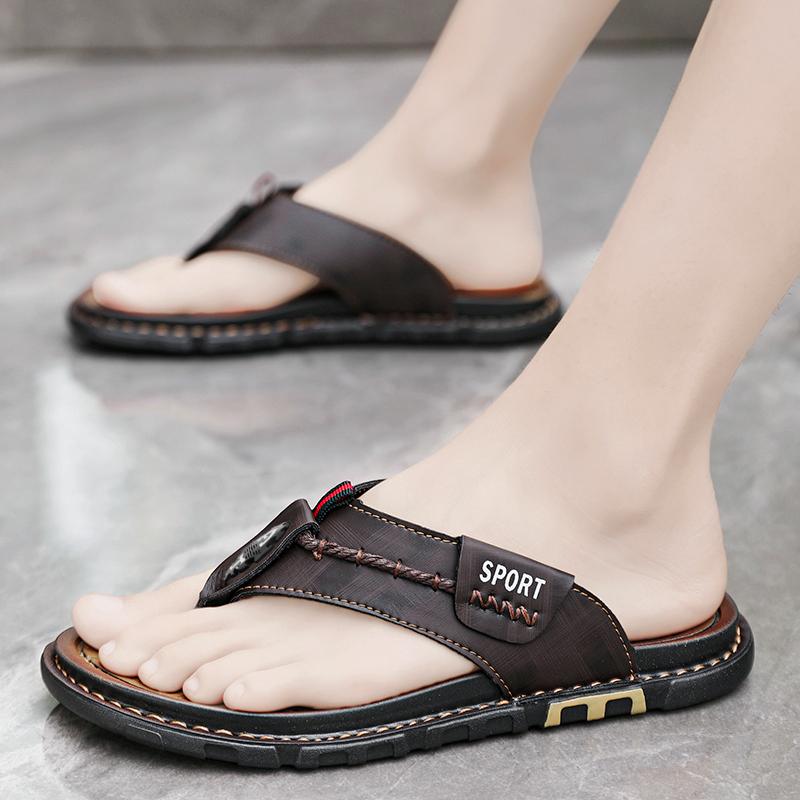 Fashion Flip Flops Mens Slippers Summer Casual Shoes Beach Sandals Outdoor Slides Walking Comfort Leather Luxury Designer Fashion 47